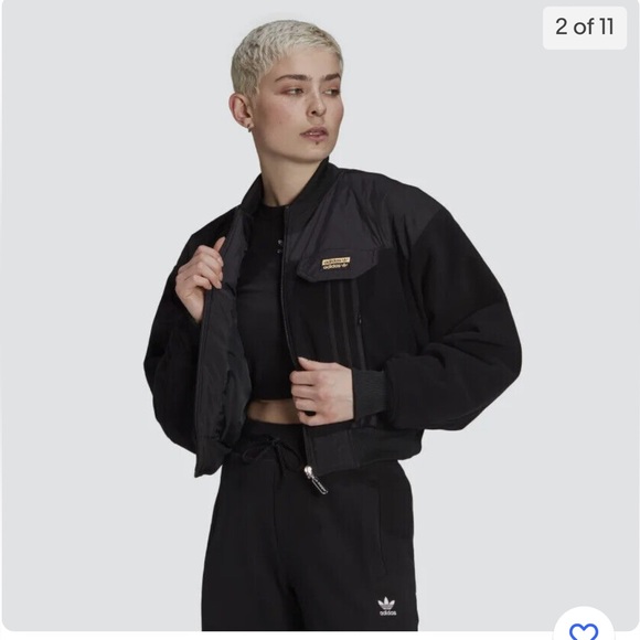 Adidas Black Warm Bomber Jacket M - Picture 2 of 11
